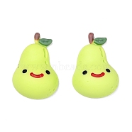 Opaque Resin Cabochons, Pear with Smiling Face, Green Yellow, 23x16x9mm(CRES-J044-05B)