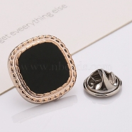 Plastic Brooch, Alloy Pin, with Enamel, for Garment Accessories, Square, Black, 18mm(SENE-PW0013-07A-07A)