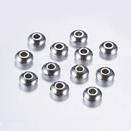201 Stainless Steel Spacer Beads, Rondelle, Stainless Steel Color, 6x3mm, Hole: 2mm(STAS-L198-32P)