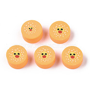 Handmade Polymer Clay Beads, for DIY Jewelry Crafts Supplies, Flat Round with Duck, Sandy Brown, 8.5~9.5x4~5mm, Hole: 1.6mm(CLAY-N008-035I)