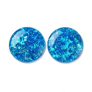 Resin Imitation Opal Cabochons, Flat Back Round, Deep Sky Blue, 15x2mm(RESI-E042-06)