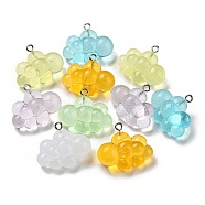 Transparent Resin Pendants, Glitter Cloud Charms with Platinum Plated Iron Loops, Mixed Color, 21.5x26.5x12.5mm, Hole: 2mm(FIND-Z011-01B)