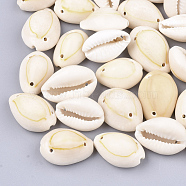 Cowrie Shell Links Connectors, Old Lace, 15~19x11~13x8~10mm, Hole: 1~1.5mm(X-SSHEL-Q310-01D-02)