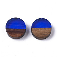 Resin & Wood Cabochons, Flat Round, Blue, 10x2.5~4mm(RESI-S358-70-H60)