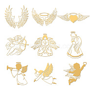 Nickel Decoration Stickers, Metal Resin Filler, Epoxy Resin & UV Resin Craft Filling Material, Golden, Religion, Angel & Fairy, 40x40mm, 9 style, 1pc/style, 9pcs/set(DIY-WH0450-087)