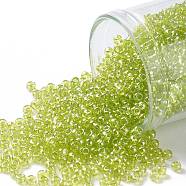 TOHO Round Seed Beads, Japanese Seed Beads, (105) Transparent Luster Lemon-Lime, 11/0, 2.2mm, Hole: 0.8mm, about 1110pcs/10g(X-SEED-TR11-0105)