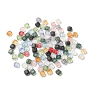 Transparent Glass Beads, Rectangle, Mixed Color, 12.5x13.5x6mm, Hole: 1mm(GLAA-O023-04)