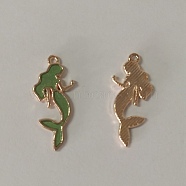 Alloy Enamel Pendants, Mermaid, Green, 29x13x2mm, Hole: 1.5mm(ENAM-TAC0018-03)