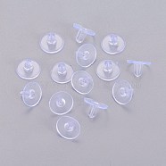 Silicone Ear Nuts, Bullet Clutch Earring Backs with Pad, for Droopy Ears, Clear, 6x9mm, about 10000pcs/bag(SIL-L001-01)