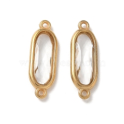 304 Stainless Steel Rhinestone Connector Charms, PVD Vacuum Plating, Real 18K Gold Plated, Oval, Crystal, 22.5x7.5x2.5mm, Hole: 1.2mm(STAS-P453-04G-01)