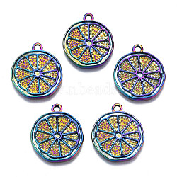 Rainbow Color Alloy Pendants Enamel Settings, Cadmium Free & Nickel Free & Lead Free, Flat Round, 23x20x1.5mm, Hole: 1.8~2mm(PALLOY-S180-312)