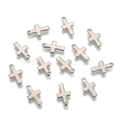 Tarnish Resistant Stainless Steel Tiny Cross Charms, Stainless Steel Color, 12x7x1mm, Hole: 1mm(STAS-Q168-07)