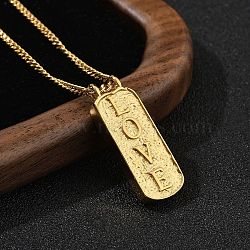 304 Stainless Steel Rectangle Number Pendant Necklaces, Real 18K Gold Plated, Word Love, 12.48 inch(31.7cm)(NJEW-D300-01G-10)