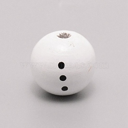 Painted Natural Wood Beads, Round, White, 19mm, Hole: 4~5mm(WOOD-WH0115-82)