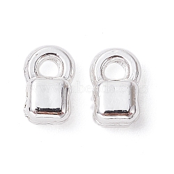 Alloy Charms, Long-Lasting Plated, Square, Silver, 6x3.5x2.5mm, Hole: 1 and 1.5mm(FIND-B029-01S)