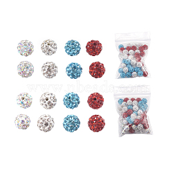 Polymer Clay Rhinestone Beads, Pave Disco Ball Beads, Grade A, Drilled & Half Drilled, Mixed Color, PP9(1.5~1.6mm), 6mm, Hole: 0.8mm, 80pcs/set(RB-X0013-04)