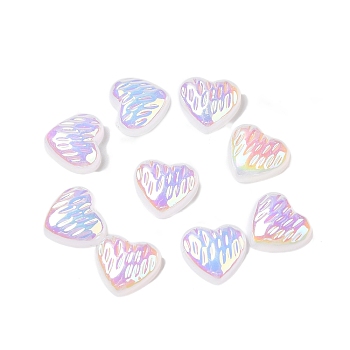 UV Plating Acrylic Cabochons, Iridescent, Heart, Colorful, 11.5~12x12~12.5x4mm