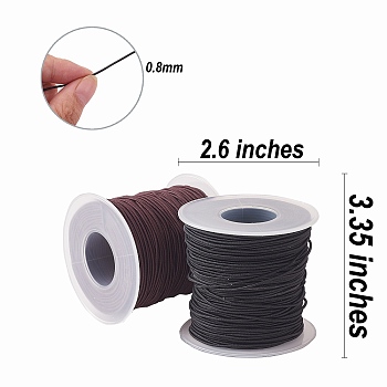 2Rolls 2 Colors Round Elastic Cord Wrapped by Nylon Thread, 0.8mm, about 54.68 yards(50m)/roll, Mixed Color, 0.8mm, about 54.68 yards(50m)/roll, 1roll/color