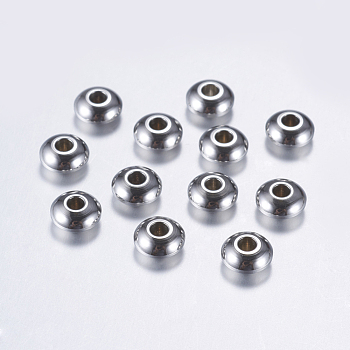 201 Stainless Steel Spacer Beads, Rondelle, Stainless Steel Color, 6x3mm, Hole: 2mm