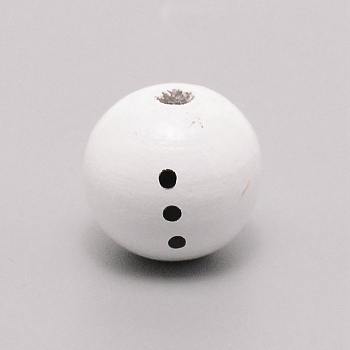 Painted Natural Wood Beads, Round, White, 19mm, Hole: 4~5mm