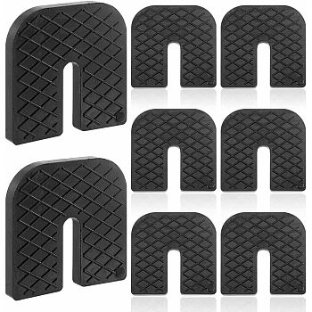 Rubber Shock Absorber Sound Isolation Pad, for Air Conditioning Condenser Outer Machine, Arch, Black, 70x70x10mm, Slot: 38x10mm