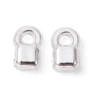 Alloy Charms, Long-Lasting Plated, Square, Silver, 6x3.5x2.5mm, Hole: 1 and 1.5mm