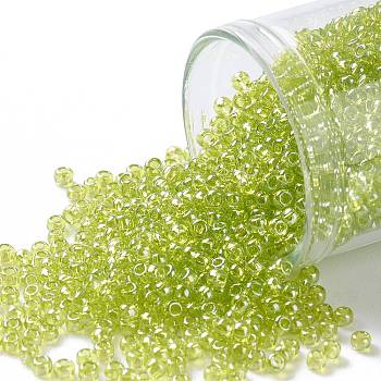 TOHO Round Seed Beads, Japanese Seed Beads, (105) Transparent Luster Lemon-Lime, 11/0, 2.2mm, Hole: 0.8mm, about 1110pcs/10g