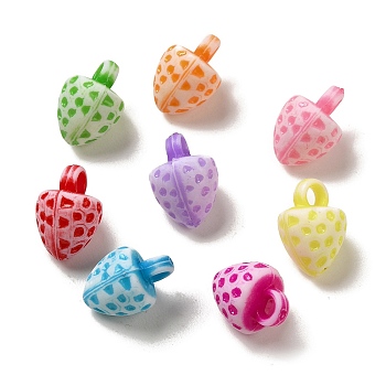 Opaque Acrylic Pendants, Craft Style, Strawberry, Mixed Color, 17.5x12.5x11.5mm, Hole: 3.5mm, 543pcs/500g
