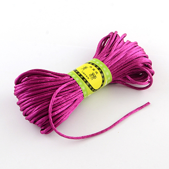 Polyester Rattail Satin Cord, for Chinese Knotting, Jewelry Making, Medium Violet Red, 2mm, about 21.87 yards(20m)/bundle, 6bundles/bag