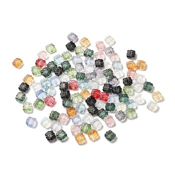 Transparent Glass Beads, Rectangle, Mixed Color, 12.5x13.5x6mm, Hole: 1mm