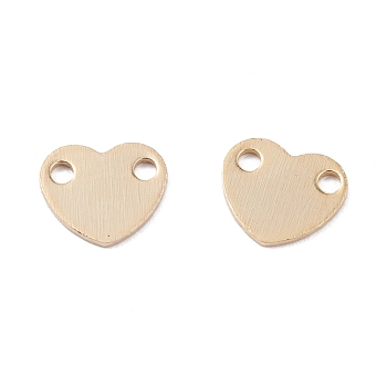 Brass Link Connectors, Long-Lasting Plated, Heart, Real 24K Gold Plated, 5.5x6.5x0.4mm, Hole: 1mm