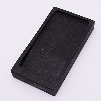 Natural Stone Inkstone, for Grinding Ink, Rectangle, Black, 12x6.5x1.6cm