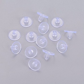 Silicone Ear Nuts, Bullet Clutch Earring Backs with Pad, for Droopy Ears, Clear, 6x9mm, about 10000pcs/bag