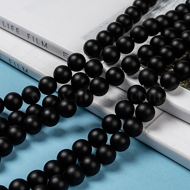 Natural Black Agate Beads Strands(X-G-D543-10mm)-5