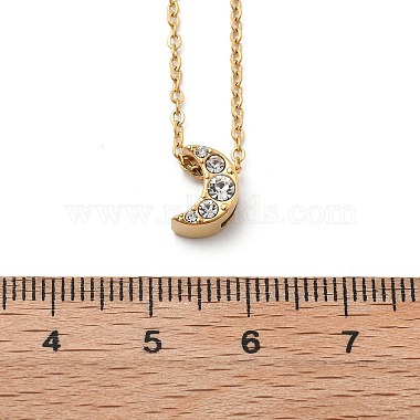 304 Stainless Steel Crystal Rhinestone Pendant Cable Chain Necklaces for Women(NJEW-C062-01E-G)-5