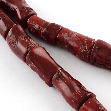16mm DarkRed Column Red Coral Beads