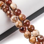 Natural Fire Crackle Agate Beads Strands, Round, Dyed & Heated, 8mm, Hole: 1mm, about 48pcs/strand, 14.96''(38cm)(G-G163-A01-02)