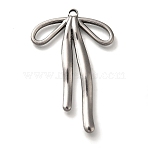 304 Stainless Steel Pendants, Bowknot Charm, Antique Silver, 43x28x2.5mm, Hole: 2mm(STAS-H223-11AS)