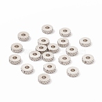 Non-Tarnish 201 Stainless Steel Spacer Beads, Flat Round with Diamond Texture, Stainless Steel Color, 6x2mm, Hole: 2mm(STAS-A057-25B-P)