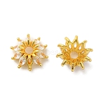 Brass Micro Pave Clear Cubic Zirconia Bead Caps, Long-Lasting Plated, Golden, 11.5x5mm, Hole: 2mm(KK-C072-01A-G)