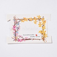 Rectangle Paper Hair Ties Display Cards, Floral Jewelry Display Cards for Hair Ties, Gold, 8.05x12x0.05cm(CDIS-C004-07F)