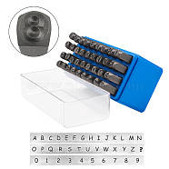 Iron Metal Stamps, Including Letter A~Z, Number 0~8 and Ampersand, Black, Stamp: 63x8mm, Letter & Number: 6mm, 36pcs/box(AJEW-PH0017-47)