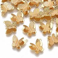 Brass Charms, Nickel Free, Butterfly, Textured, Real 18K Gold Plated, 8.5x10.5x4~4.5mm, Hole: 0.9mm(X-KK-T055-007G-NF)