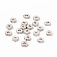 Non-Tarnish 201 Stainless Steel Spacer Beads, Flat Round with Diamond Texture, Stainless Steel Color, 6x2mm, Hole: 2mm(STAS-A057-25B-P)