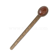 Tibetan Style Alloy Bookmark Rulers, Oval Natural Carnelian Bookmarks, Antique Bronze, 134x22.5x8mm(AJEW-JK00262-03)