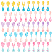 CREATCABIN 50Pcs 2 Style Resin Cabochons, Two Tone, Spoon with Star & Fork, Mixed Color, 32.6~33x11~28.6x5~7mm(CRES-CN0001-02)
