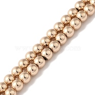 Electroplated Synthetic Magnetic Hematite Beads Strands, Round, Light Gold Plated, 5mm, Hole: 1mm, about 84pcs/strand, 15.75''(40cm)(G-I364-D01-LG)