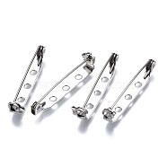 201 Stainless Steel Brooch Pin Back Safety Catch Bar Pins, with 2 Holes, Stainless Steel Color, 33x4.5x6mm, Hole: 2mm, Pin: 0.5mm(STAS-S117-022D)