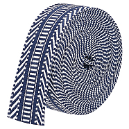 Polyester Ribbons, Jacquard Ribbon, Stripe Pattern, Midnight Blue, 1-1/2 inch(38mm), about 5.00 Yards(4.57m)/Roll(SRIB-WH0011-069A)