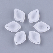 Transparent Acrylic Pendants, Frosted, Leaf, Clear, 19x13x4.5mm, Hole: 1.4mm(X-FACR-T001-15)
